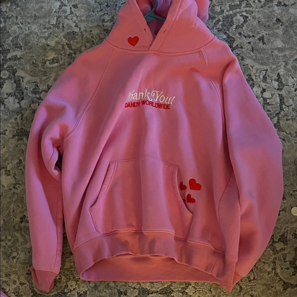 Thank You Dandy Worldwide Pink Hoodie - Women's Pullover Sweatshirt - Picture 1 of 2